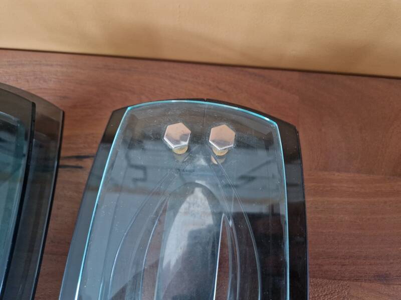 Pair of smoked glass wall lights - Veca editions, Fontana Arte - Design 1970