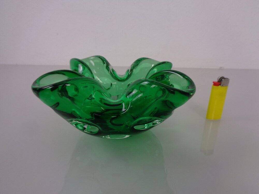 Green Sommerso Murano Glass Ashtray, Italy, 1960s