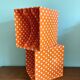 Vinyl storage cube - orange with white polka dots