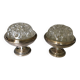Set of embroidered flowers in crystal and silver-plated metal, vintage 70s.
