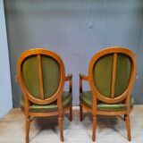 Pair of Louis XVI style leather armchairs