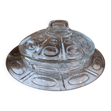 Vintage transparent bell-shaped butter dish