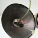 Holophane glass suspension and vintage patinated brass