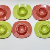 6 vintage plastic egg cups 1960s Schumm Plastic Style new in box
