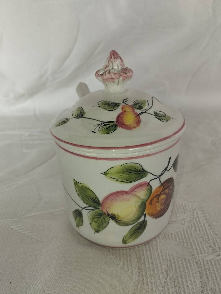 Vintage ceramic confit pot with spoon – 1950s