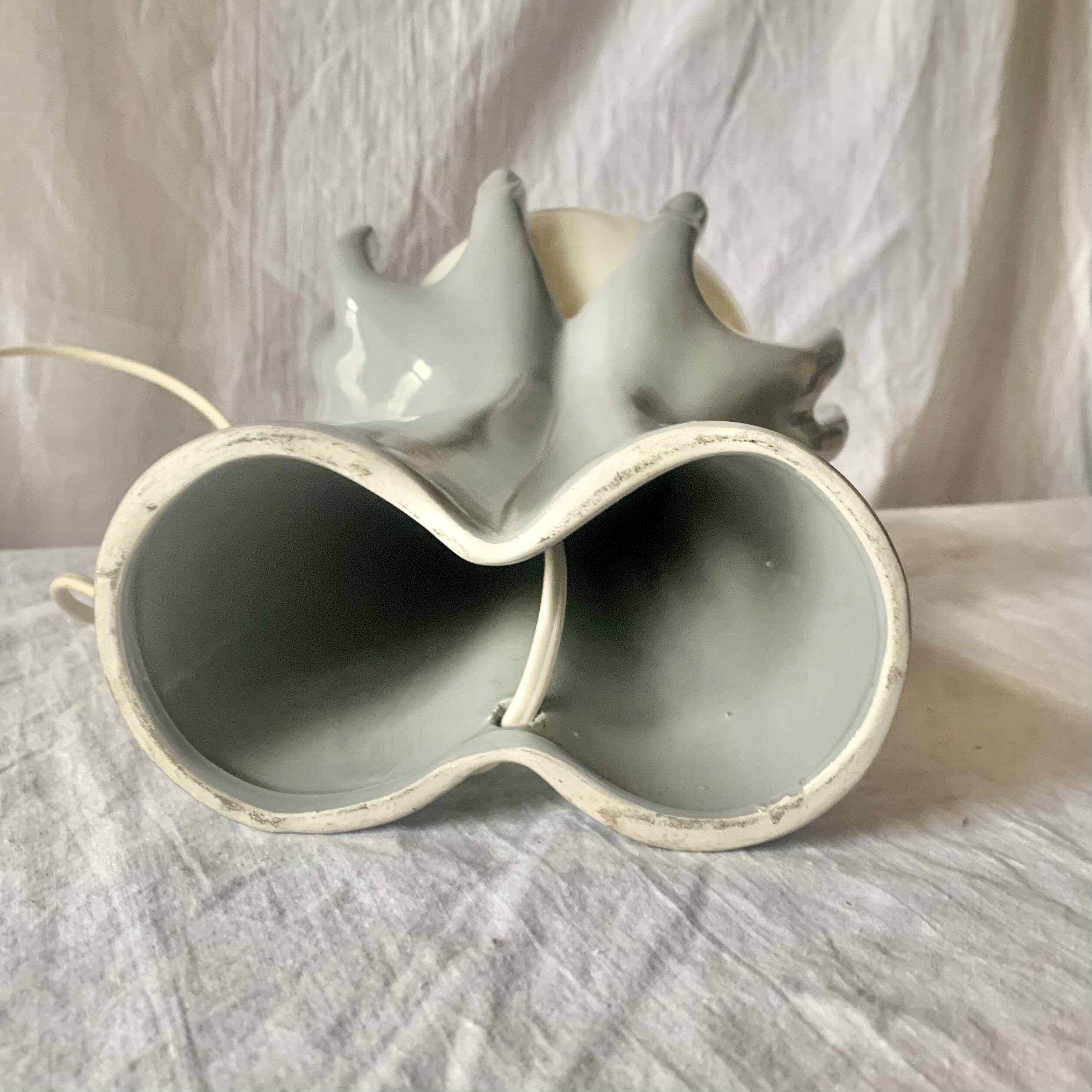 Vintage ceramic "hands" lamp - Wit Delfts - Made in Holland