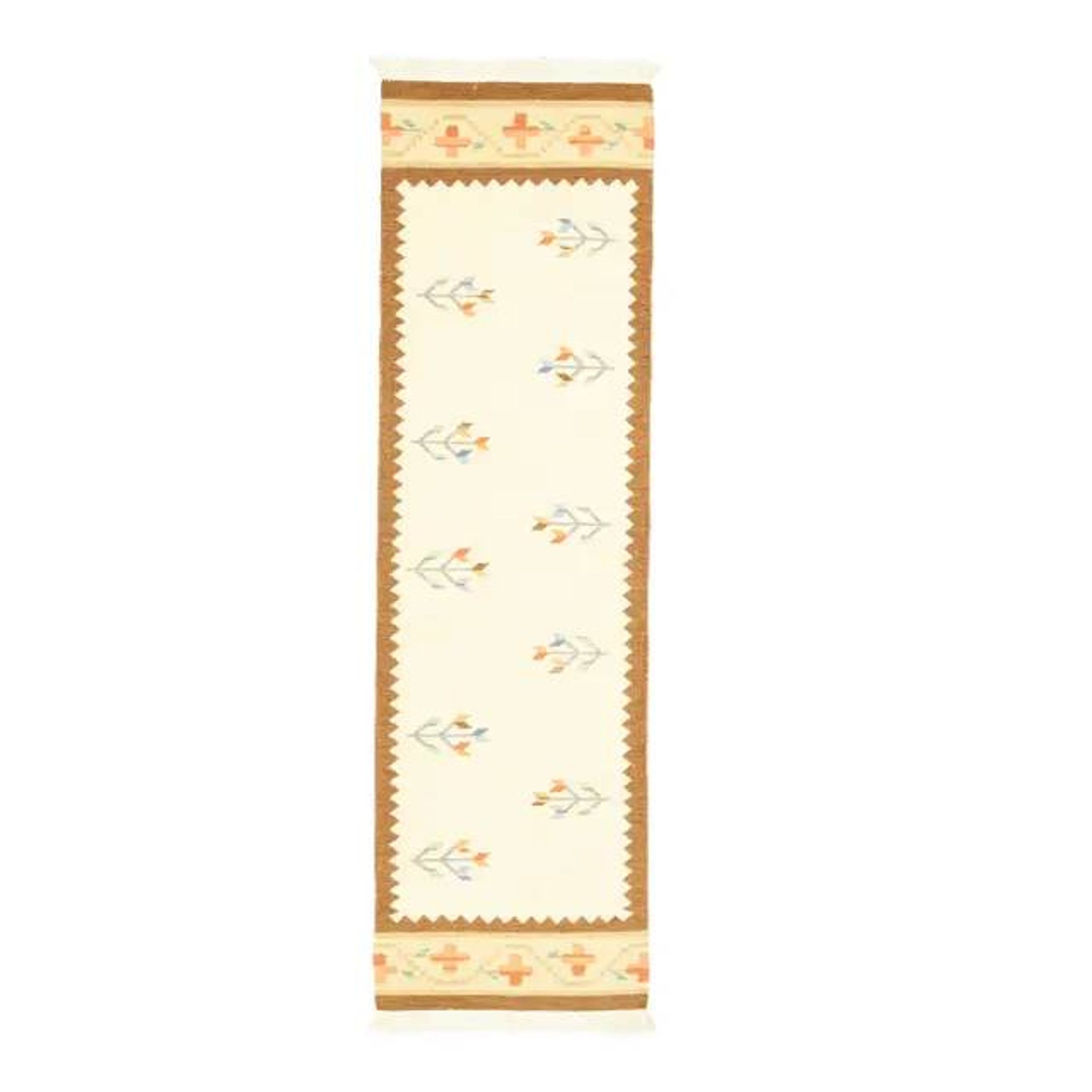 Tapis couloir en laine et coton fait main Oushak turc des années 1970, 71x283.