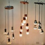 Cascade chandelier - vintage - steel and glass