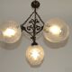 French Vintage 3 Light Bronze Effect Chandelier - Opaque Glass Ball Shades