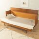 Unique folding bed from the 1960s, walnut veneer, black steel legs