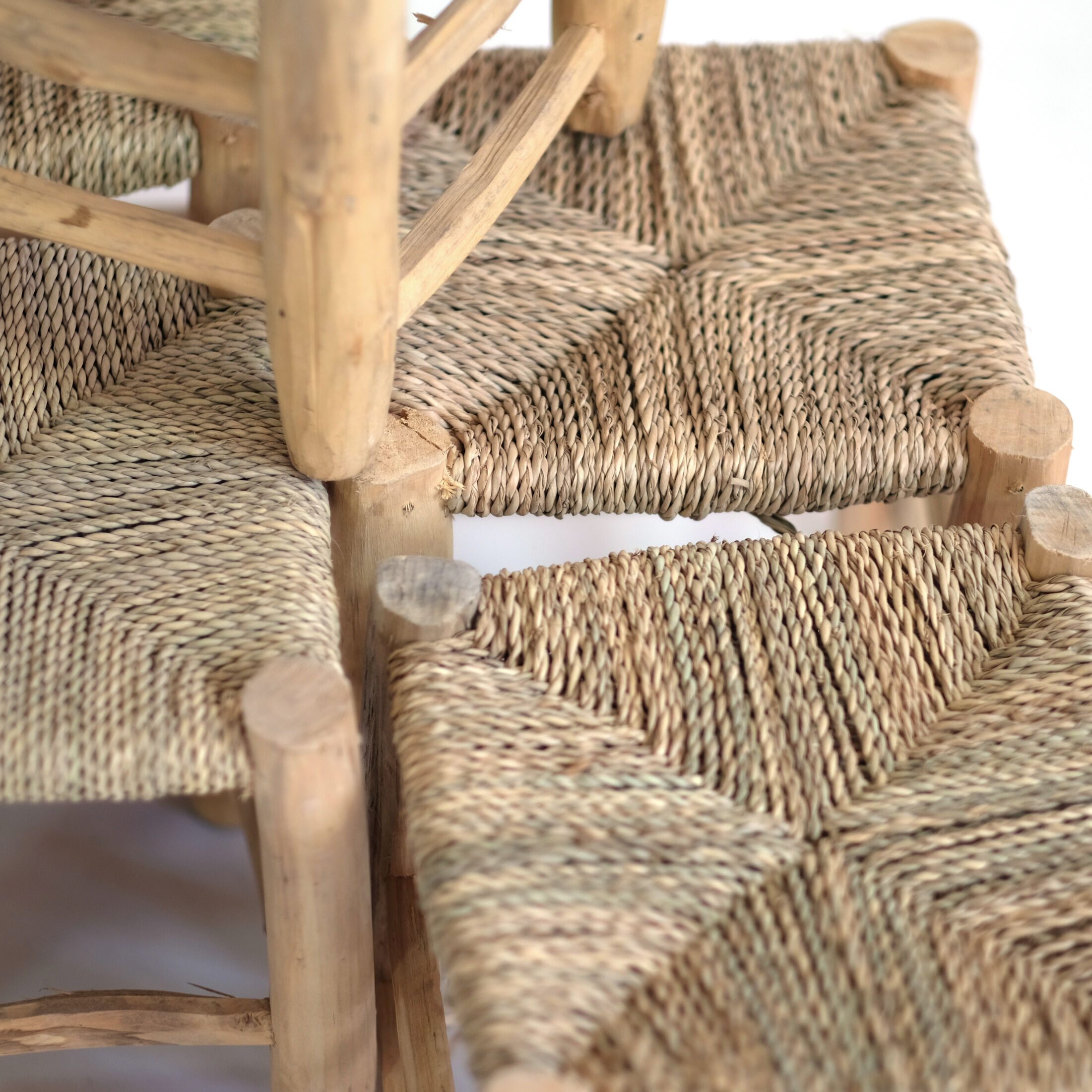 Minimalist stool made of wood and rope