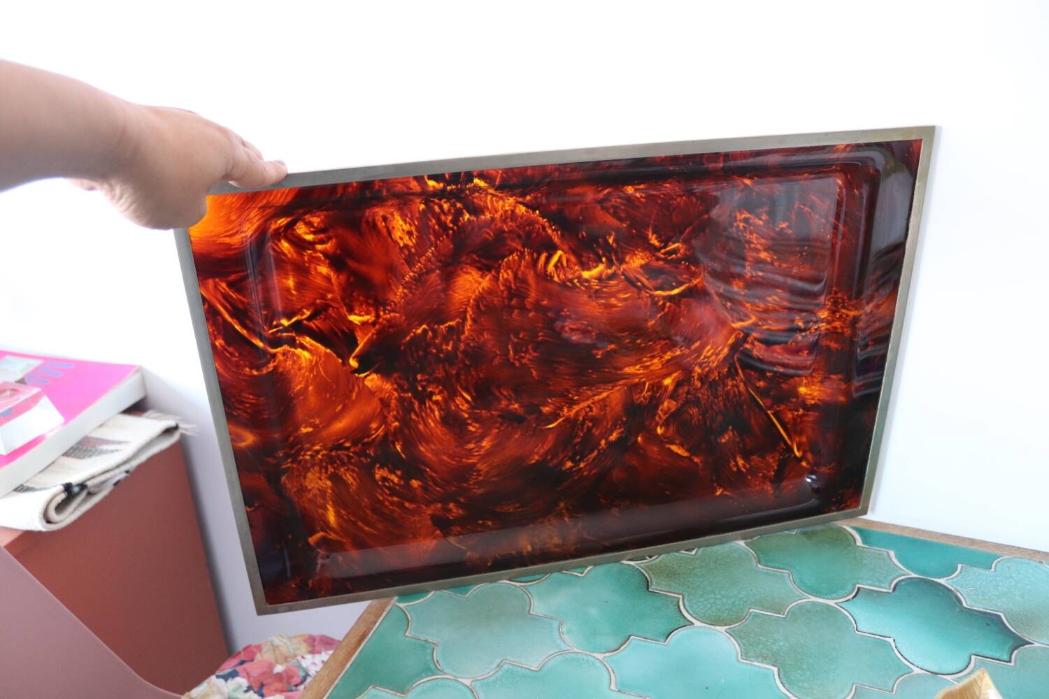 Vintage 70s tortoiseshell style lucite tray
