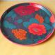 Plateau fleuri en fibre de verre 70s