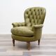 Fauteuil Chesterfield en cuir vert olive