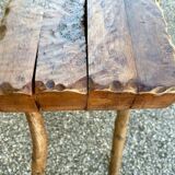 Solid wood stool in brutalist style