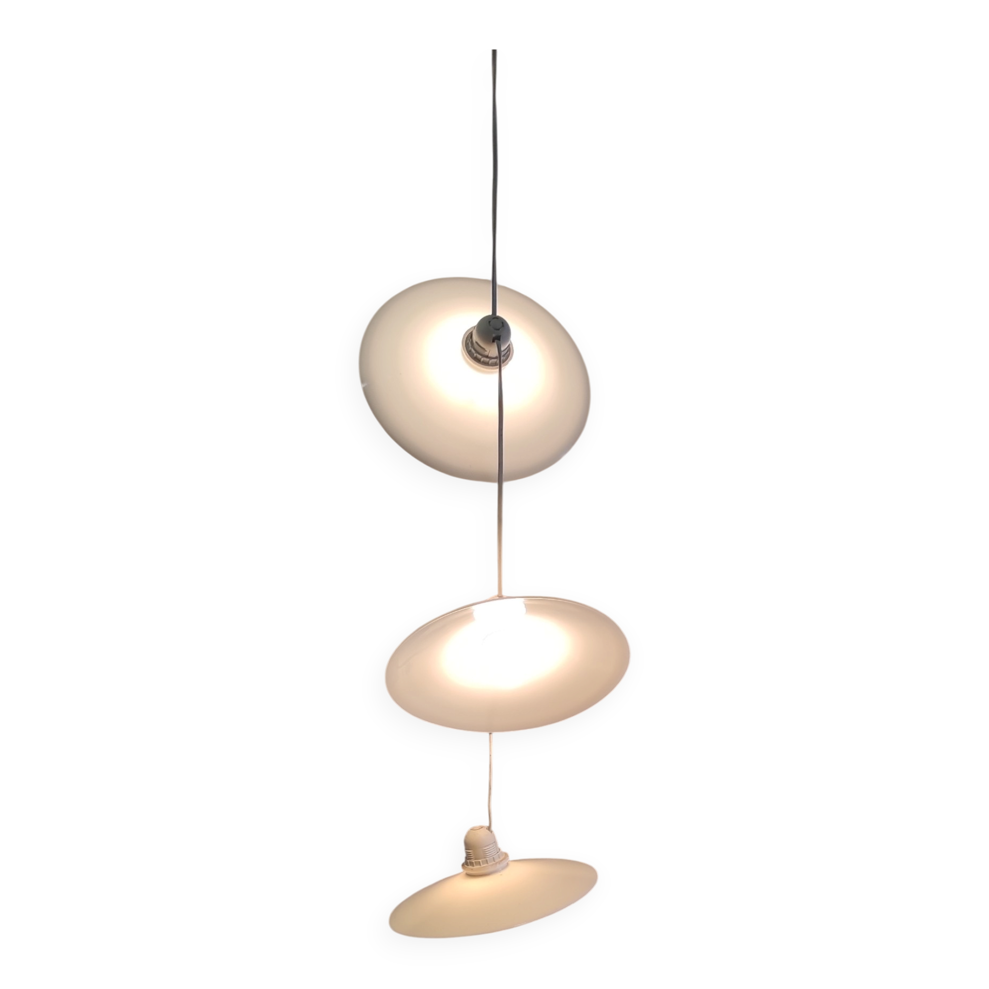 Suspension baladeuse 3 abat-jour en opaline - mid.XXeme