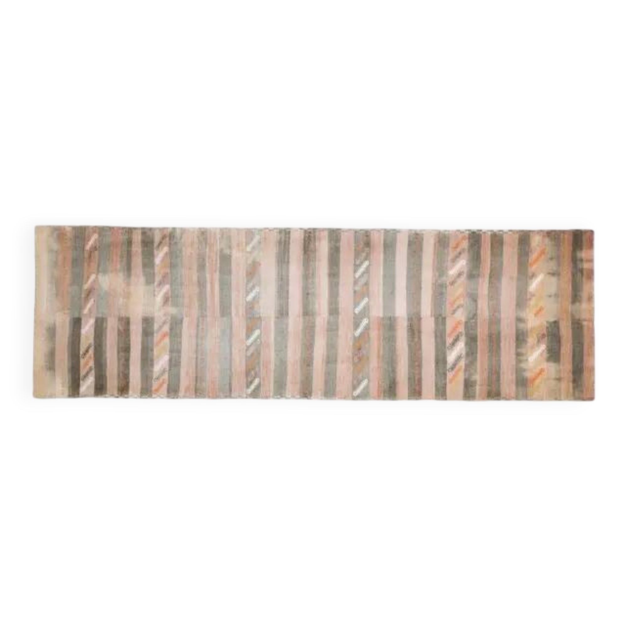 Striped Turkish Vintage Oushak Runner Handmade Wool Runner Rug 131x444
