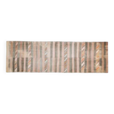 Tapis couloir vintage turc Oushak rayé fait à la main en laine 131x444