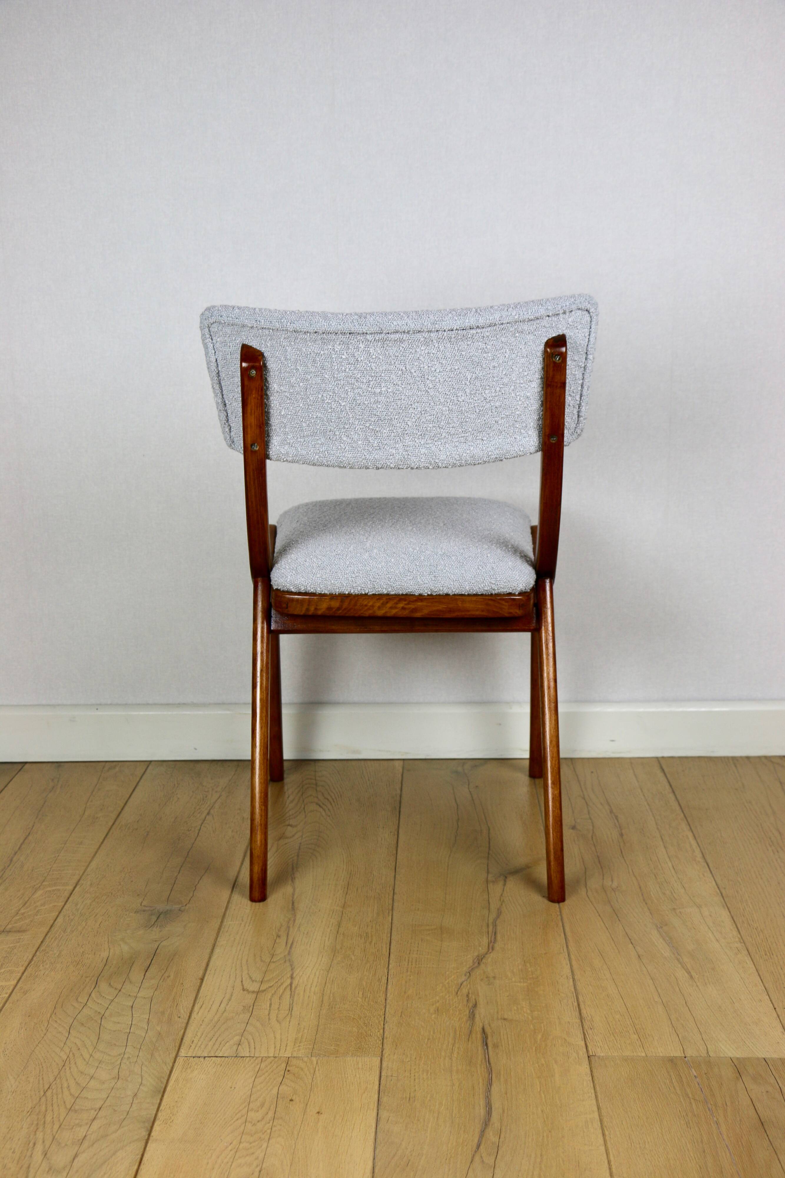Skoczek chair light blue light grey boucle from the 70s