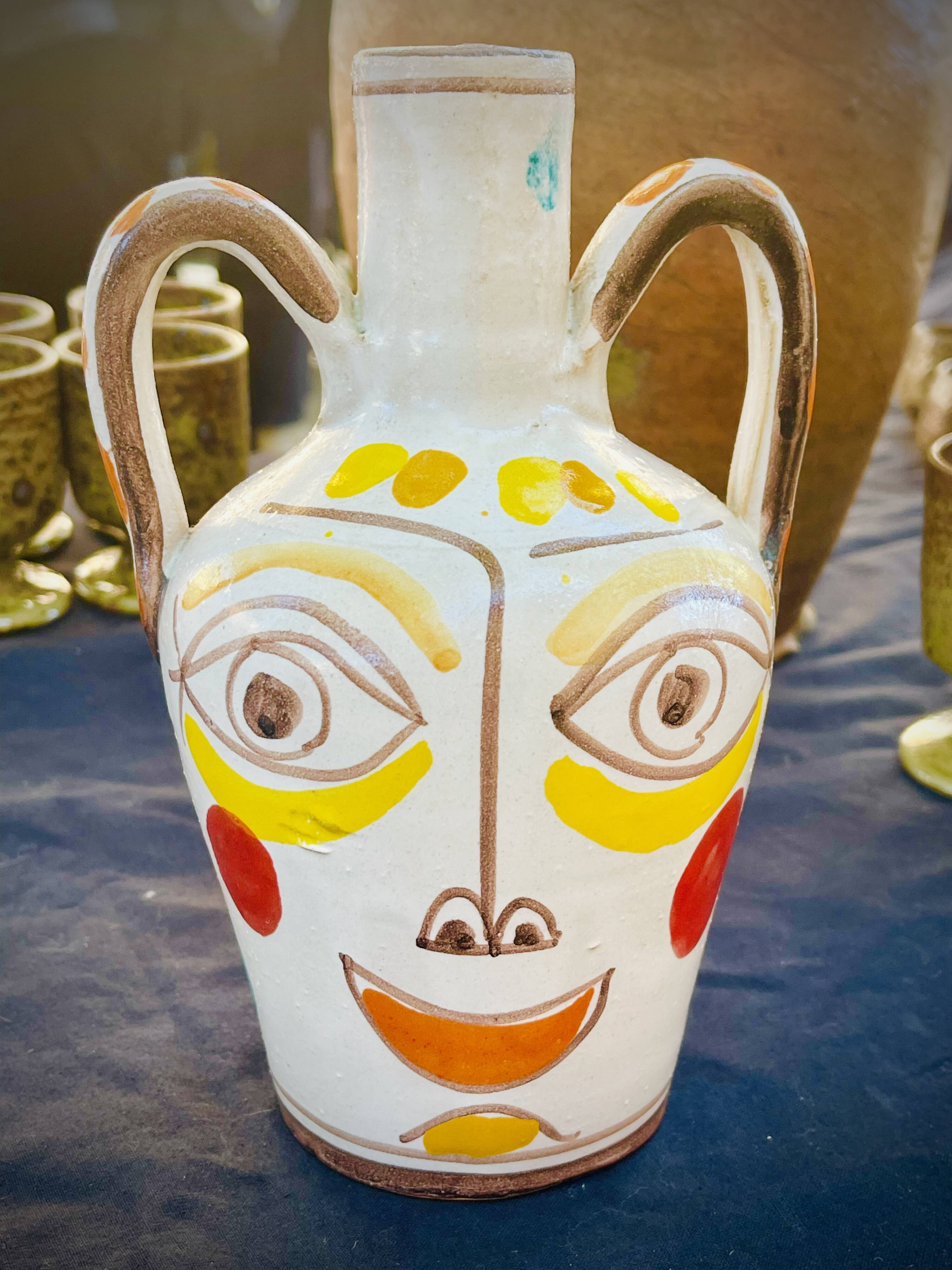 Two-handled earthenware jug by Giovanni DeSimone, 1960s