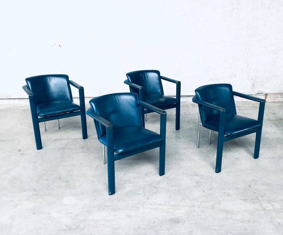 Leather Cachucha Dining Chairs by Hugo De Ruiter for Leolux, 1990s, Set of 4