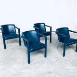 Leather Cachucha Dining Chairs by Hugo De Ruiter for Leolux, 1990s, Set of 4