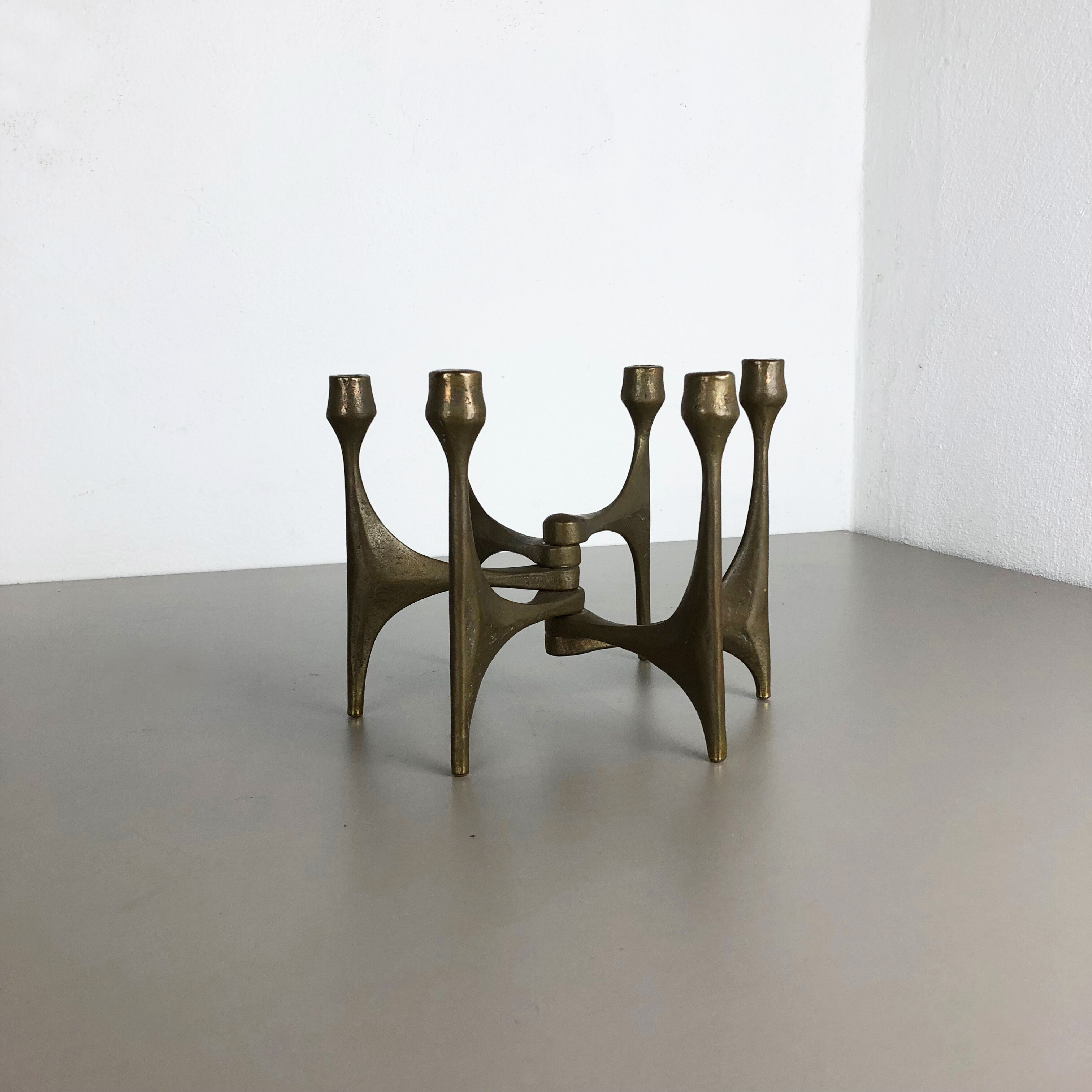 Brutalist bronze candleholder by Michael Harjes, Germany, 1960