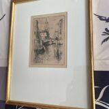 Ink drawing signed P. Baudier
