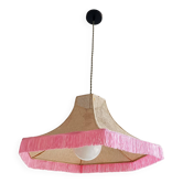 Vintage jute pendant with pink fringes