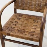 Wooden and rope bridge armchair, 1960