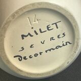 Ceramic pot cover with vegetable decoration sign (paul) milet sevres ø 19 cm h 15