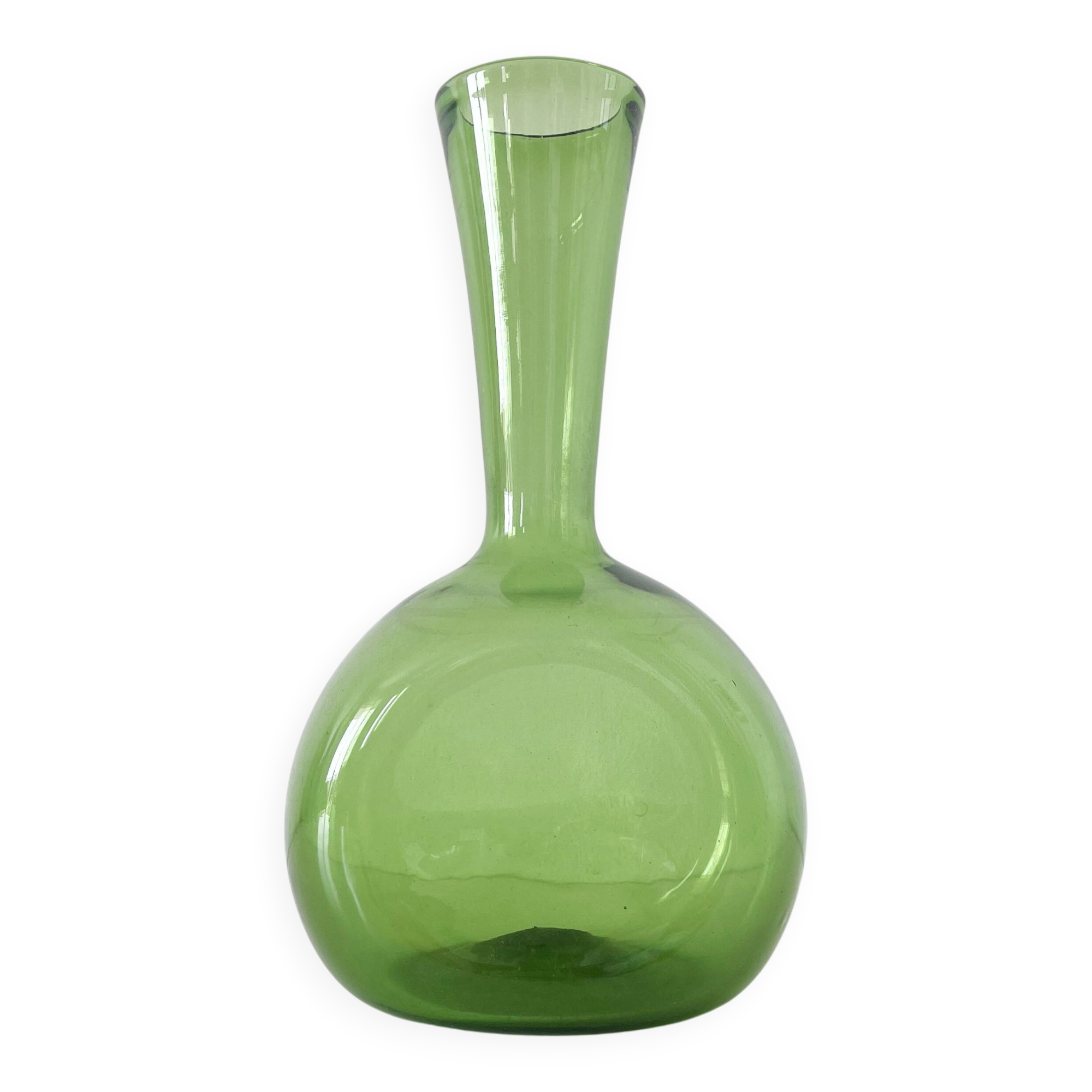 Italian green blown glass vase Empoli 1950