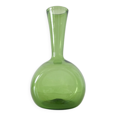 Vase en verre soufflé vert italien Empoli 1950