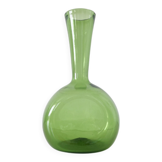 Italian green blown glass vase Empoli 1950