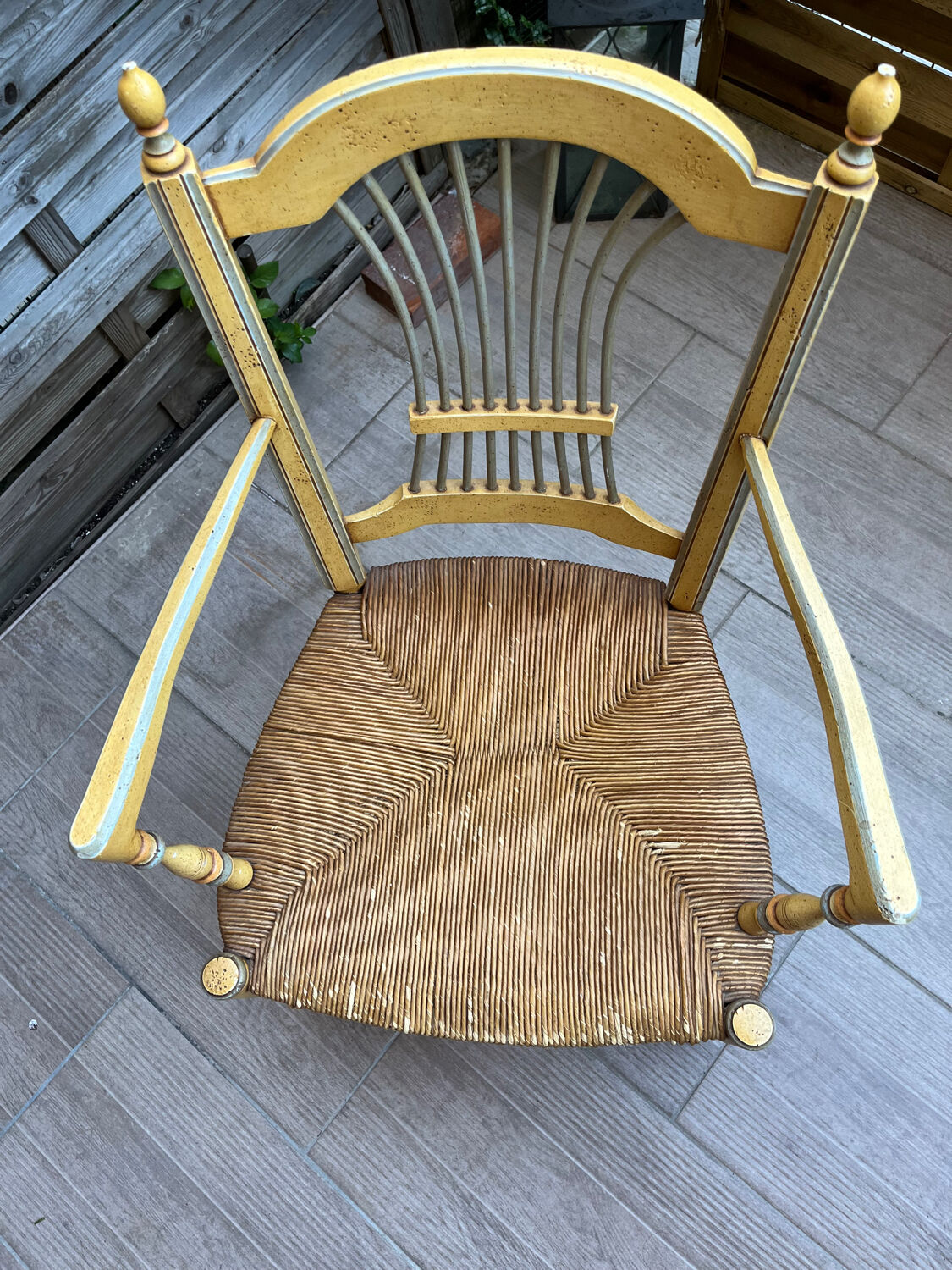 Pair of vintage patinated armchairs