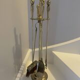 Brass fireplace servant and its 4 accessories