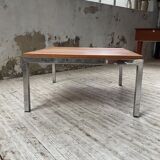 Walnut and modernist chrome coffee table