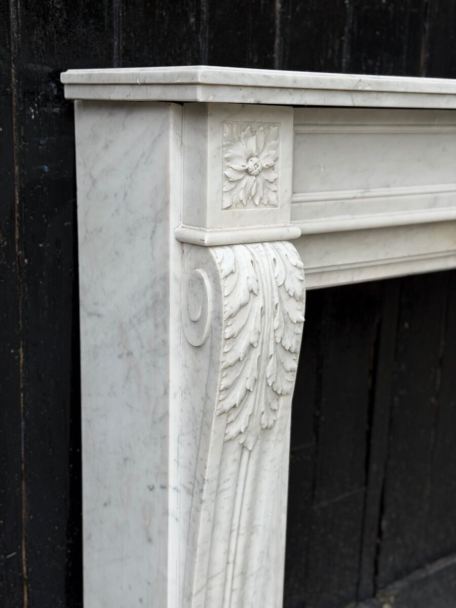 Louis XVI style Carrara marble fireplace circa 1880