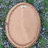 Miroir ovale vintage en osier