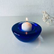 Bougeoir en verre bleu Kosta Boba