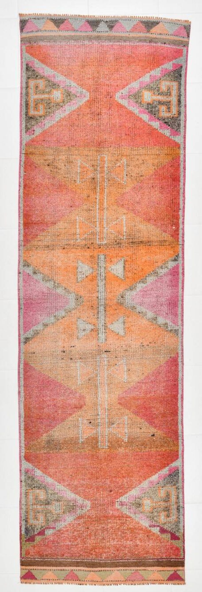 3x11 Shades Of Pink Antique Runner Rug, Handmade Runner Rug, 96x329Cm