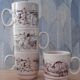4 cups/mugs brown/beige - KilnCraft Stl England Deco hunting - vintage
