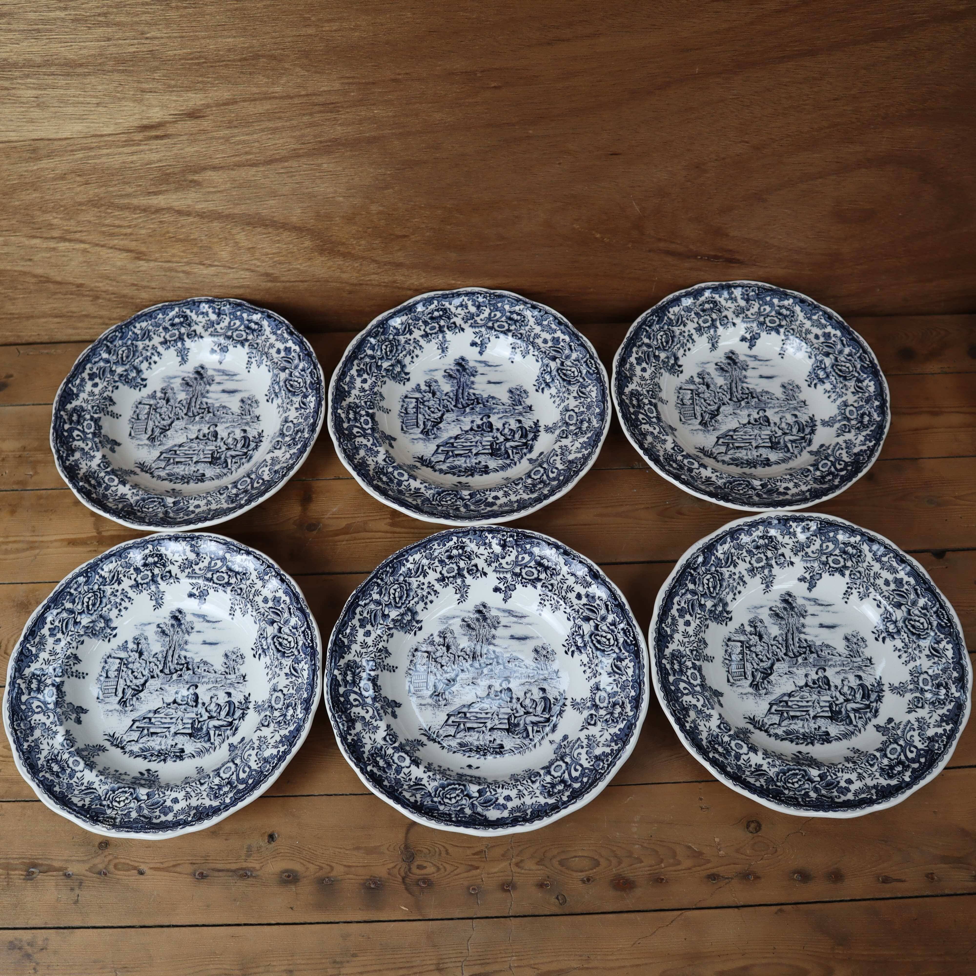 6 deep plates stamped Lunéville KG Tradition special grand feu