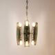 Glass and chrome suspension light in Fontana Arte style by Veca Murano, Italy.