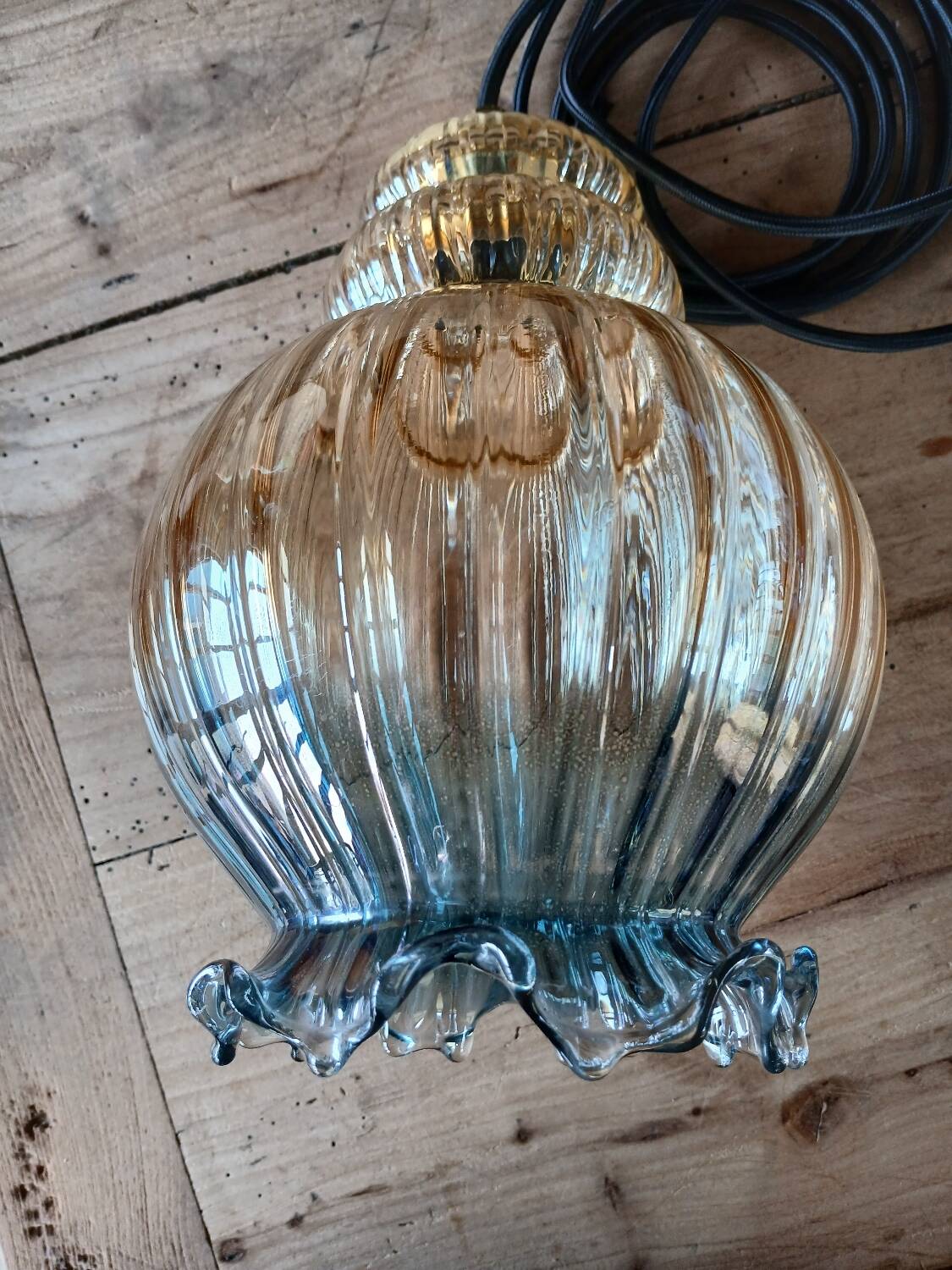 Suspension vintage en verre