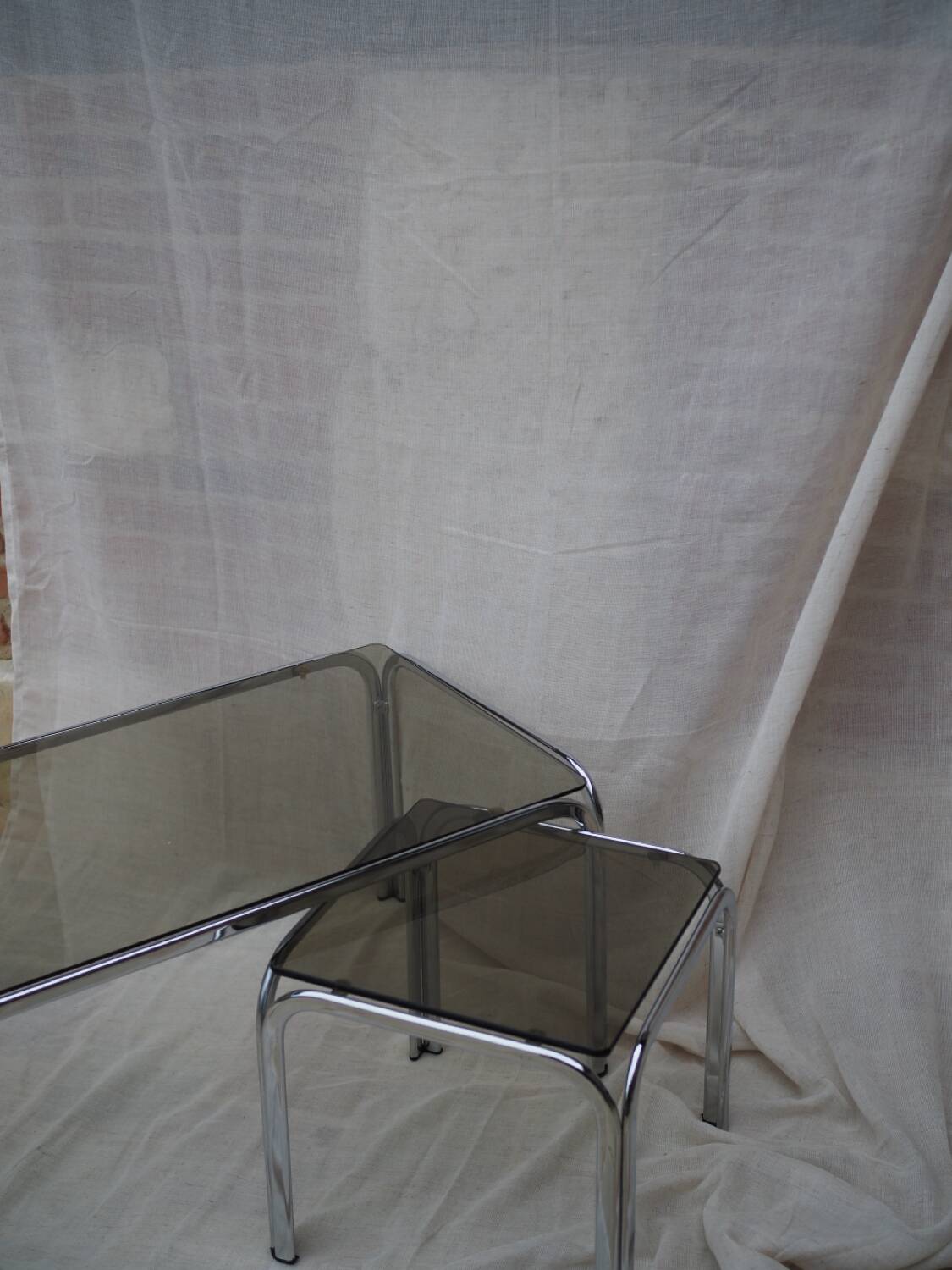 Chrome metal coffee table set