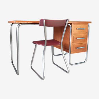 Bureau tubulaire et sa chaise Bauhaus vers 1930