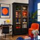 Armoire parisienne noire vitrée rénovée