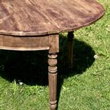 Antique round folding table - stripped - ideal for small spaces