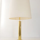 Chic living room lamp golden brass & faux leather 1970 adjustable height 70s 70'